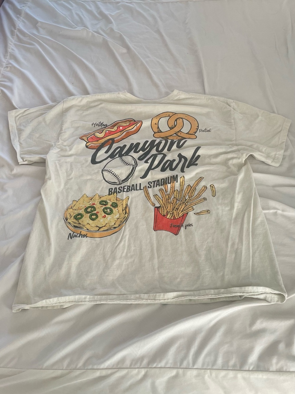 "Canyon Park Baseball Stadium" White Graphic Tee from Urban Outfitters